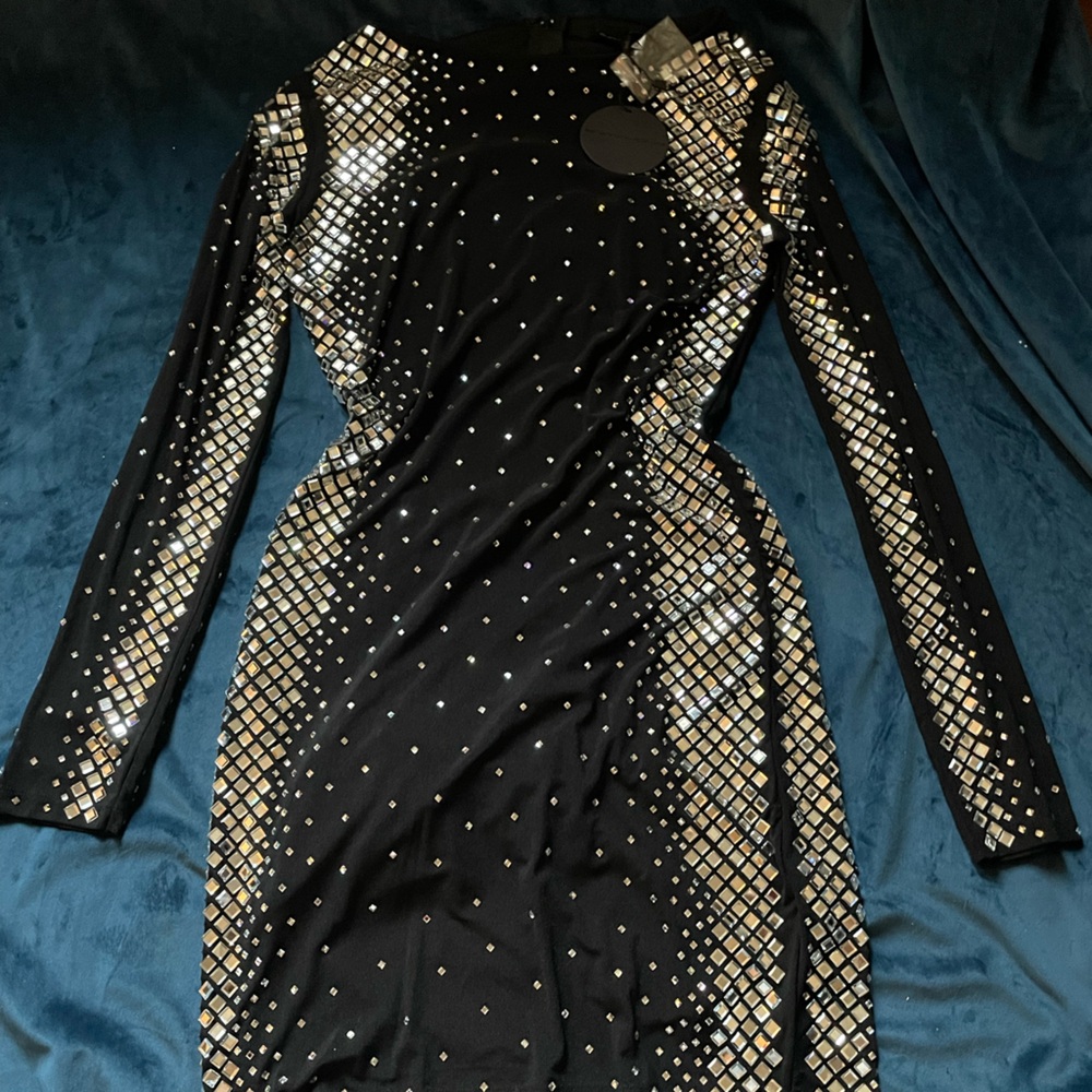 Symphony Black and Silver Long Sleeve Dress
